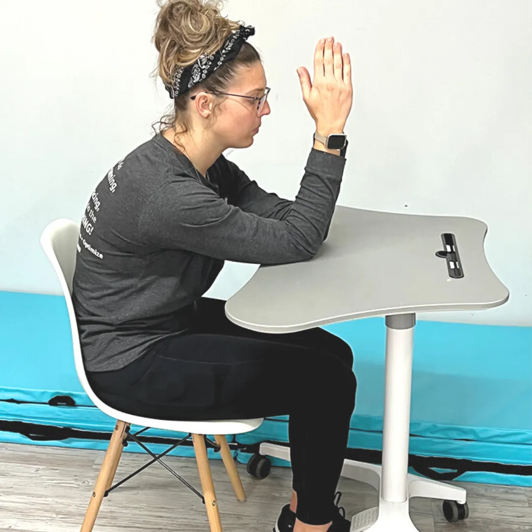 seated prayer stretch