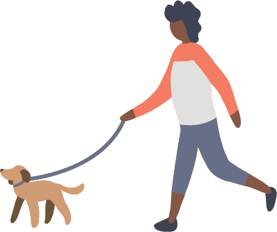 Illustration of person walking their dog